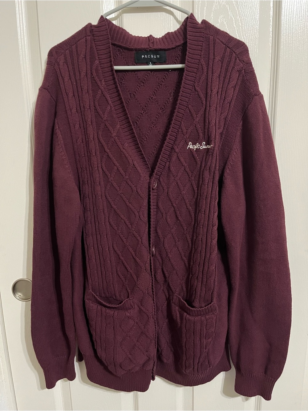 PacSun Plum Cable Knit Cardigan